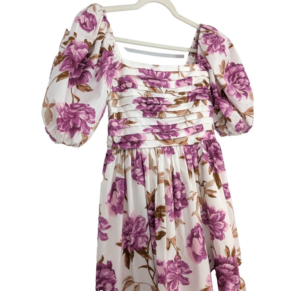 Abercrombie & Fitch Emerson Poplin Puff Sleeve Floral Midi Dress XS Coquette - Picture 4 of 13